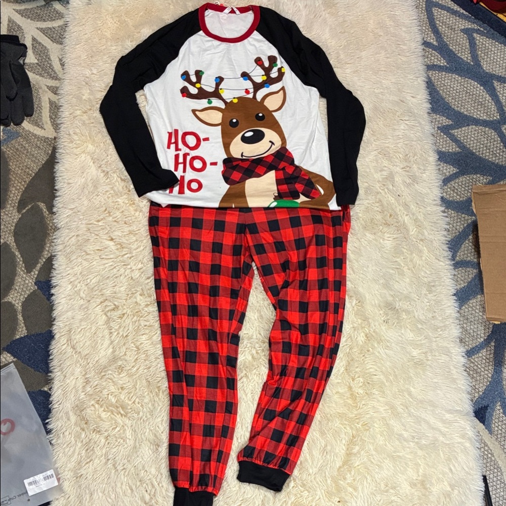 Festive Reindeer men’s Pajamas - Red and Black